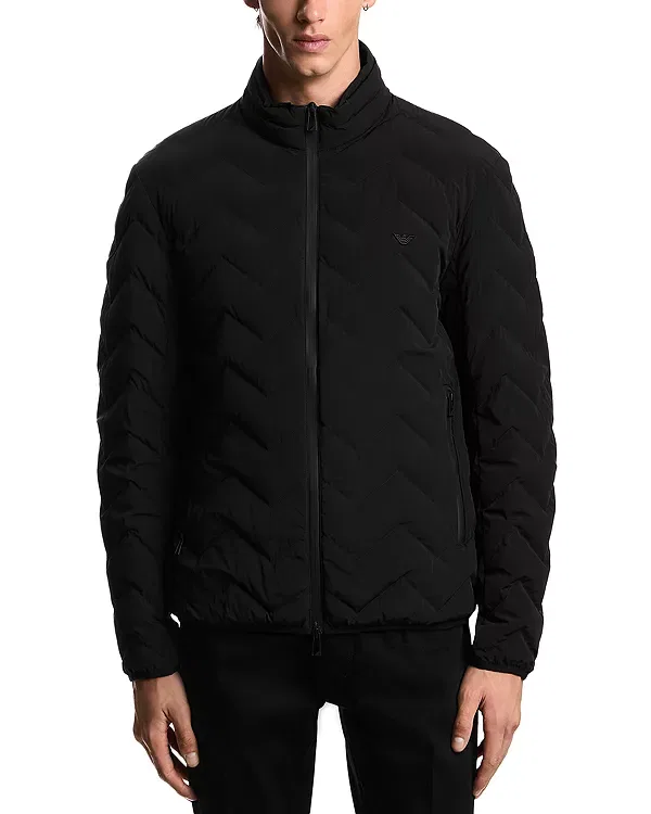 Мужская куртка с принтом Essential Chevron Quilted Jacket Emporio Armani, Black Beauty