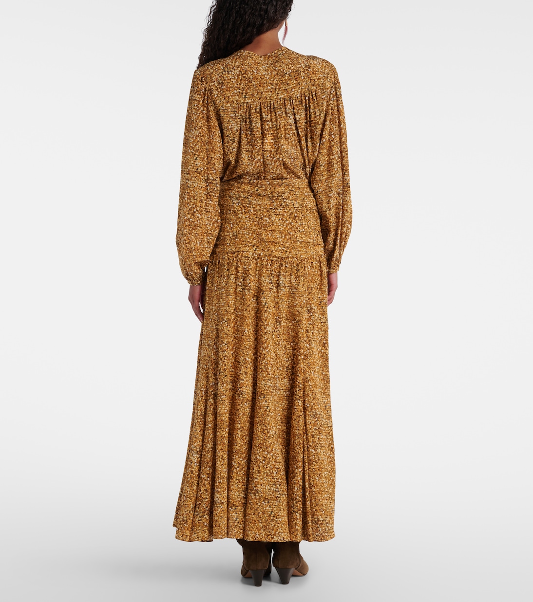 Сияна печатная макси-юбка из смесового шелка Isabel Marant, Ochre — фото 3