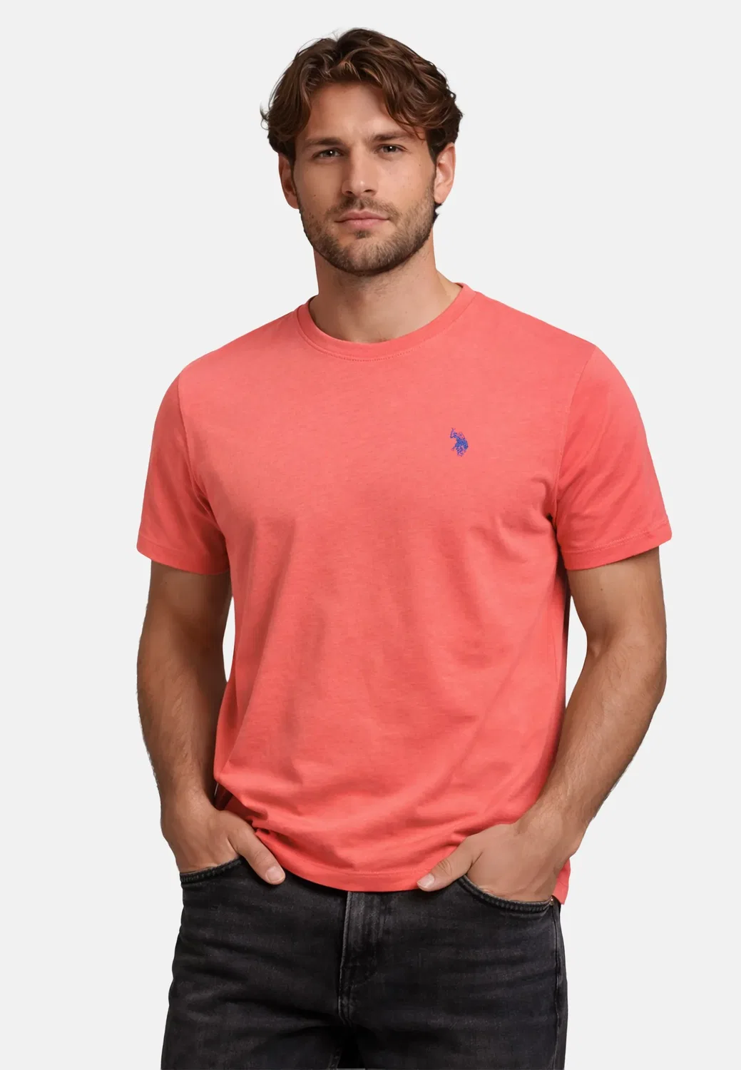 Мужская базовая хлопковая футболка P-030 U.S. Polo Assn., Coral