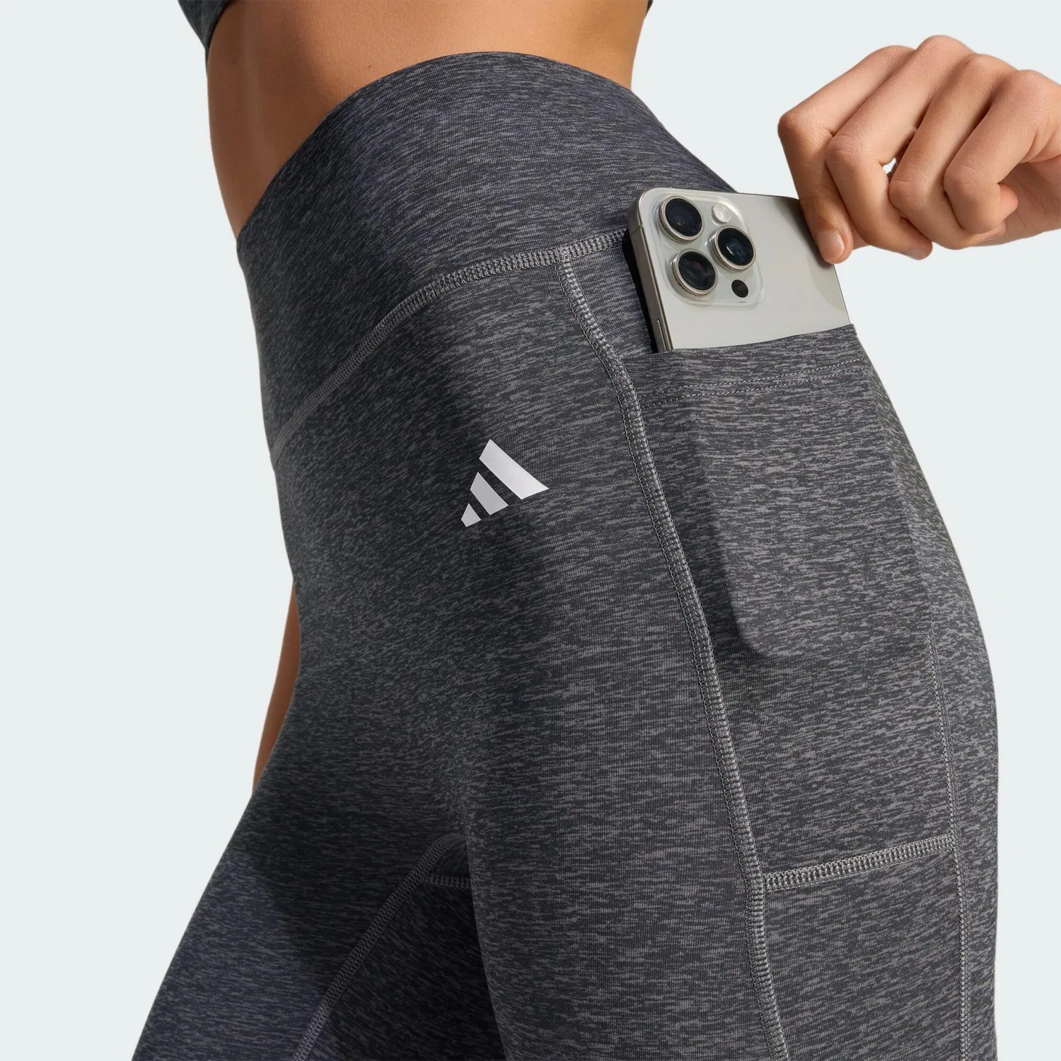 Женские леггинсы с высоким поясом Optime Essentials Workout Heather 7/8-Leggings Adidas, Grau — фото 4