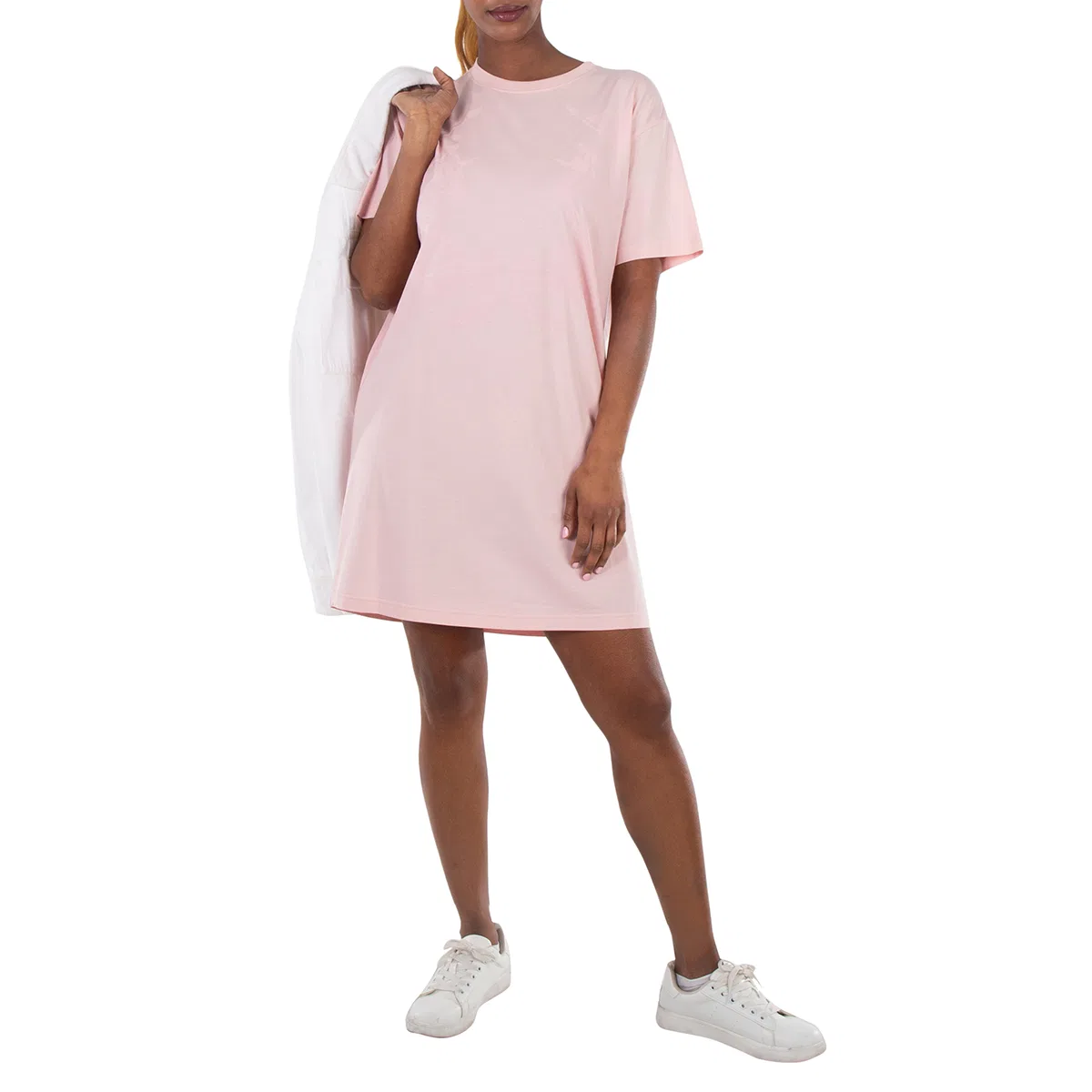 Платье мини с круглым вырезом и коротким рукавом EKD Cotton Burberry, Soft Blossom