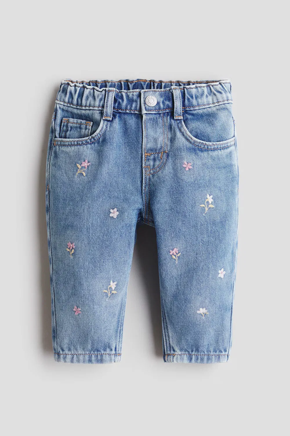 Джинсы с вышивкой H&M, Helles Denimblau/Blumen — фото 4