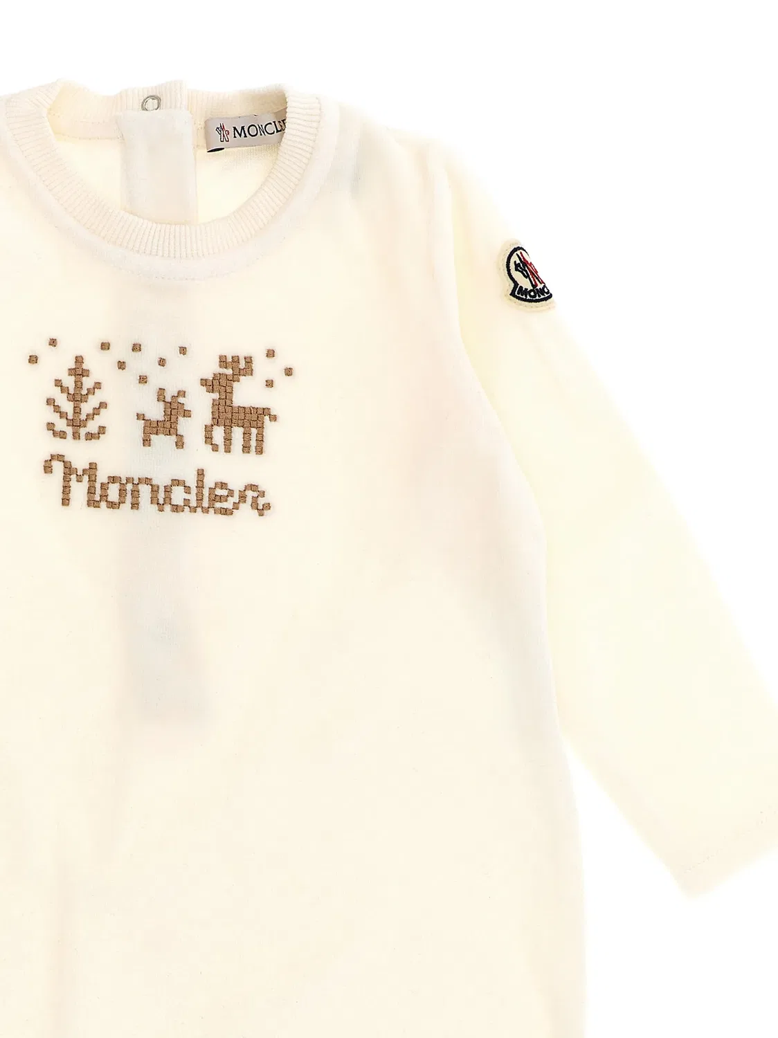 Комплект для новорожденного с вышивкой Moncler Enfant, нейтральные цвета — фото 3