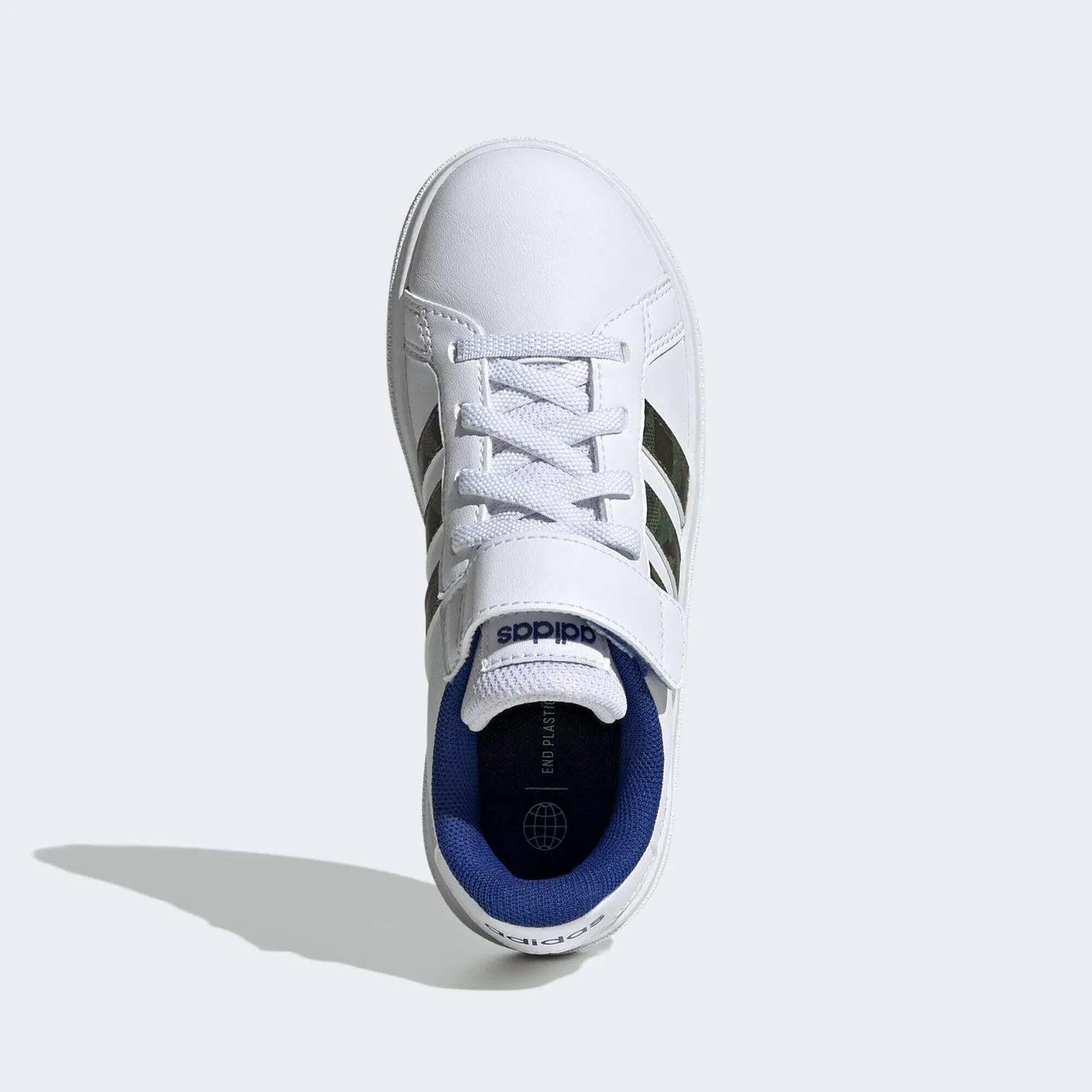 Детские кроссовки с камуфляжными деталями Grand Court Adidas, Weiss Grun Konigsblau — фото 3
