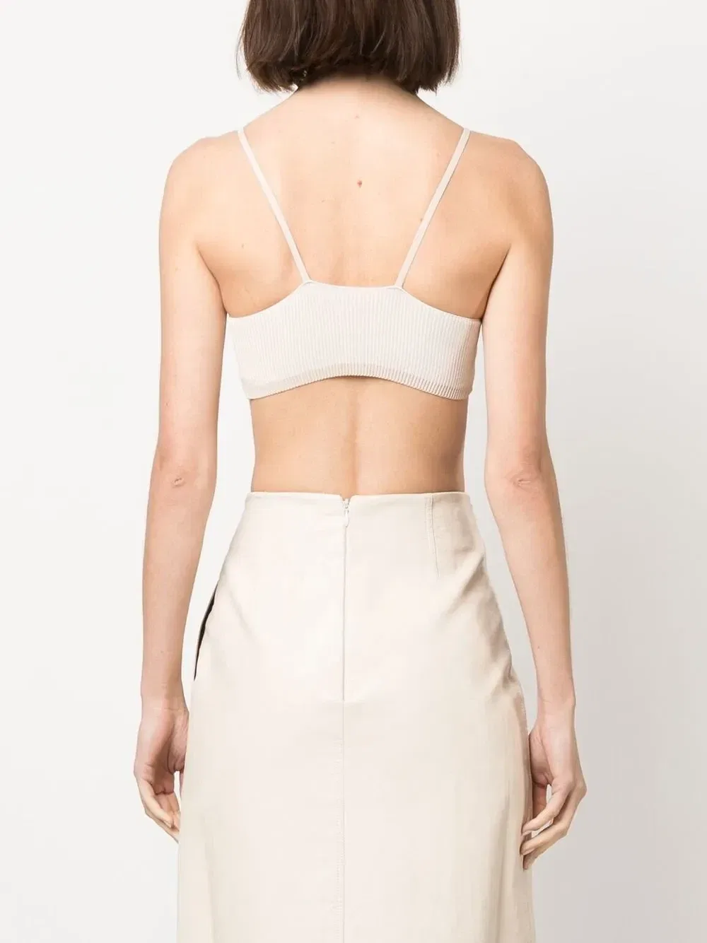 Укороченный топ Pralu с логотипом Jacquemus, бежевый — фото 4