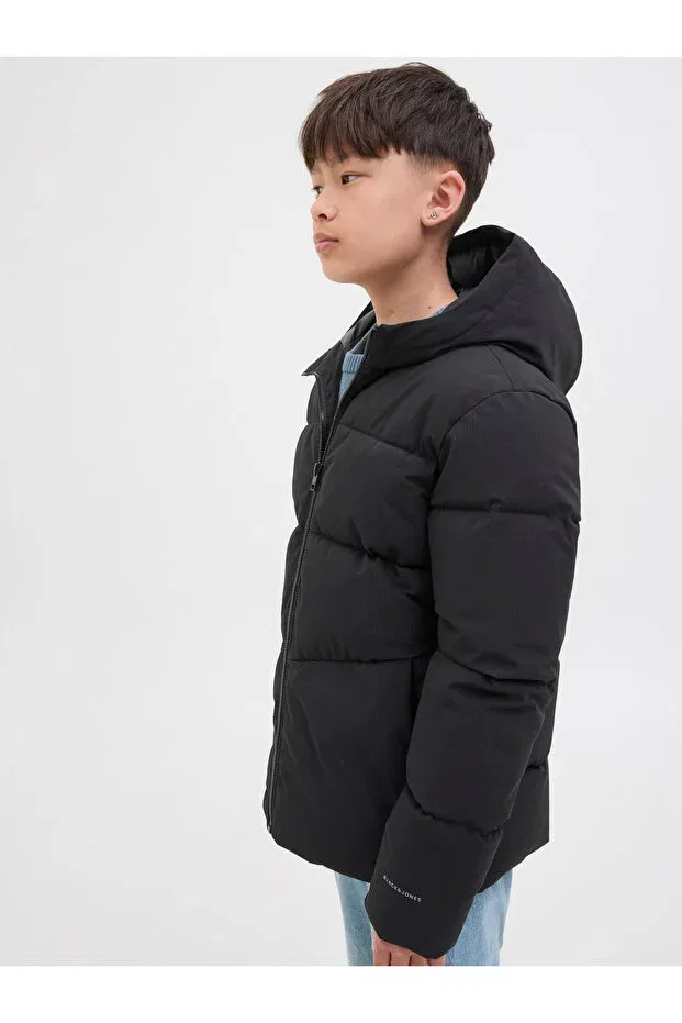 Детское зимнее пальто для девочек с капюшоном Jack & Jones, Black — фото 2