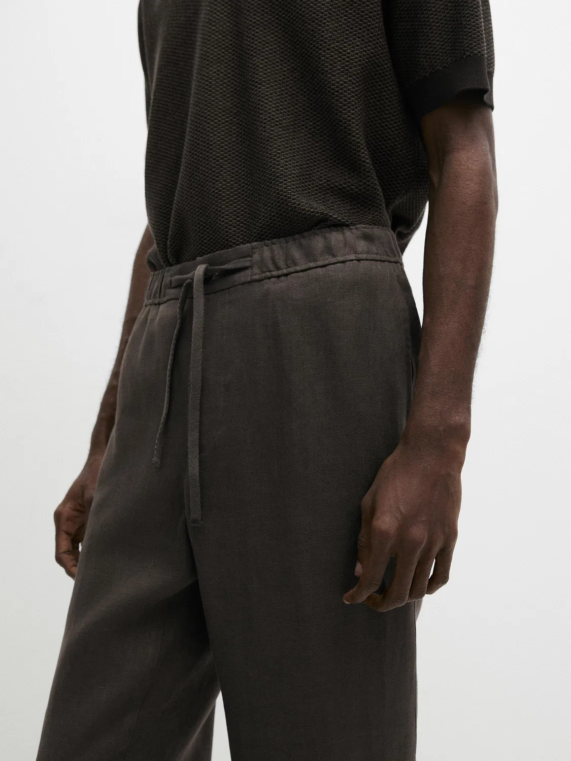 Льняные спортивные брюки Massimo Dutti, зеленый — фото 4