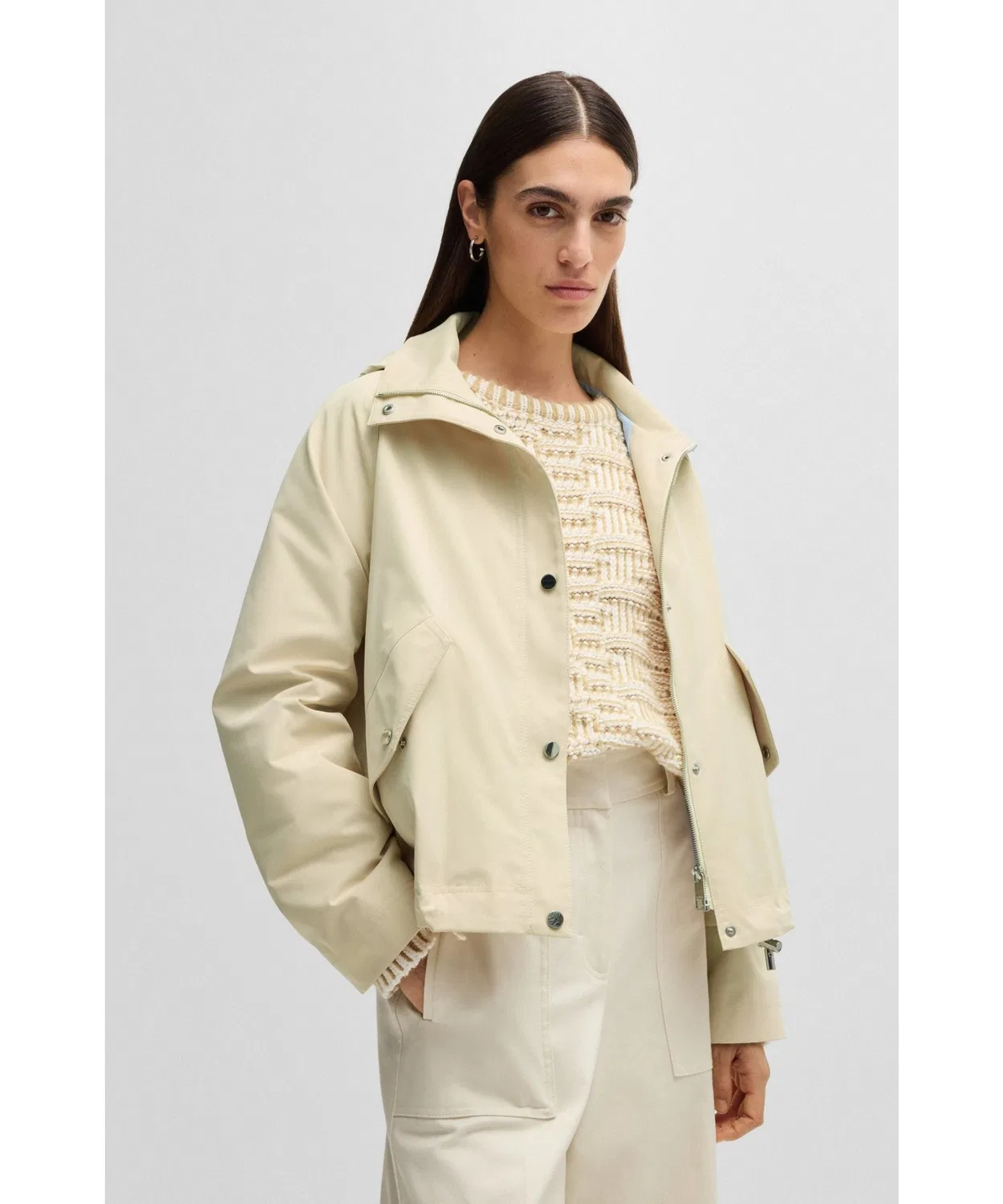 Женский горнолыжный пуховик с капюшоном, водоотталкивающий BOSS, Beige