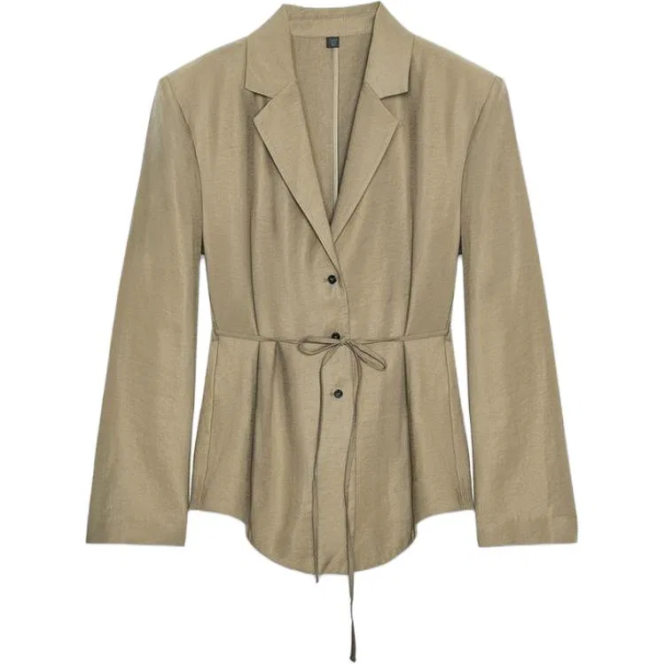 Женский деловой костюм с воротником, ZARA, Dark Khaki