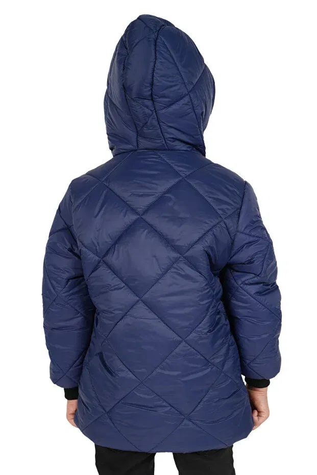 Детское зимнее пальто для девочек с принтом Merdia, Navy Blue — фото 4