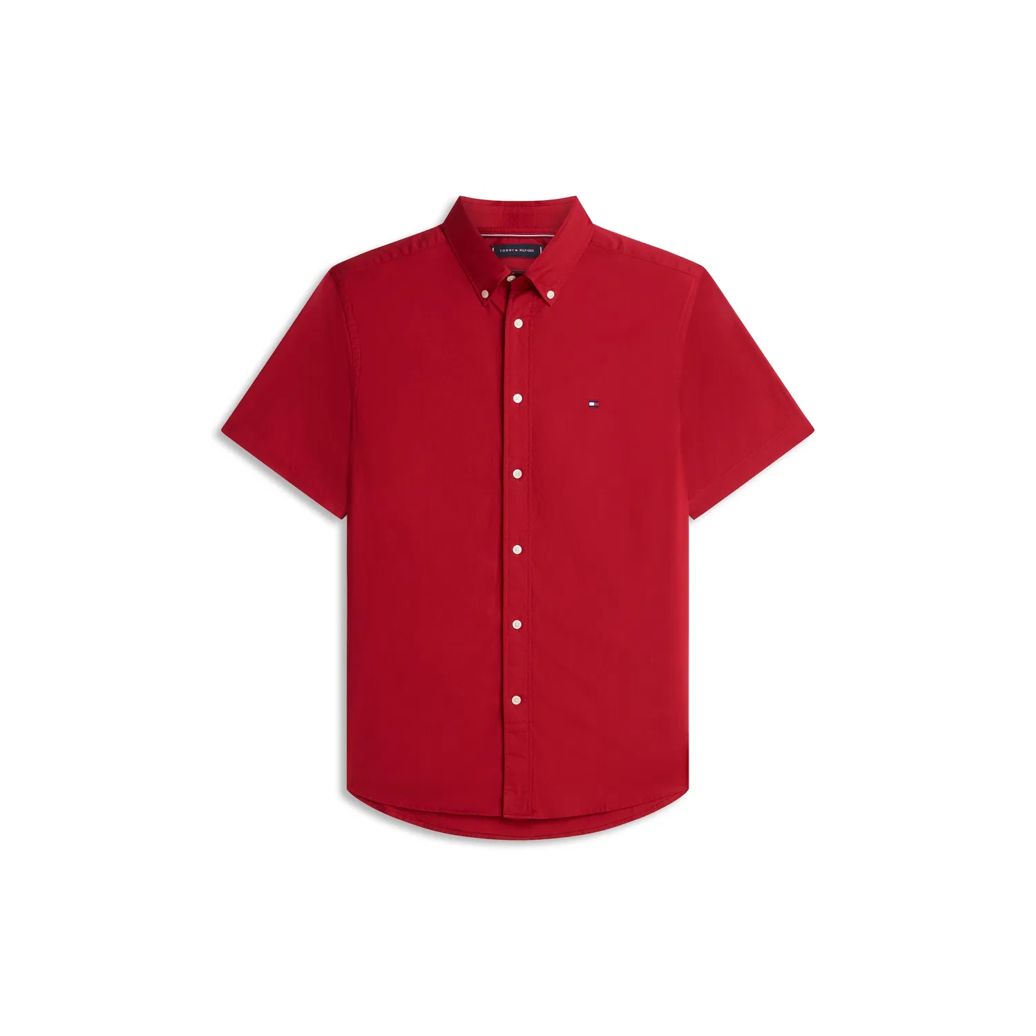 Мужская классическая рубашка с коротким рукавом regular fit Tommy Hilfiger, Regatta Red — фото 4