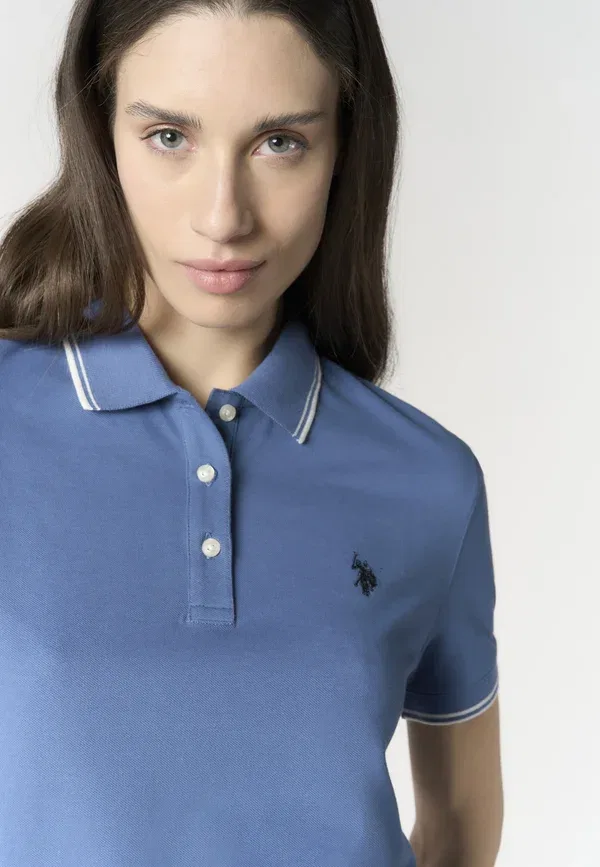 Поло хлопковое Pique U.S. Polo Assn., Blu, синий — фото 4