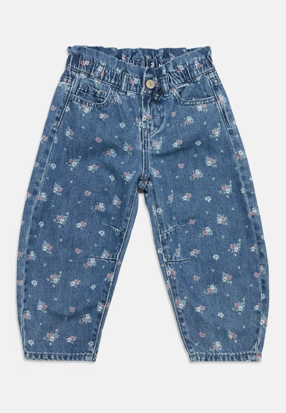 Джинсы свободного кроя с цветочным принтом Gap, Medium Wash — фото 3