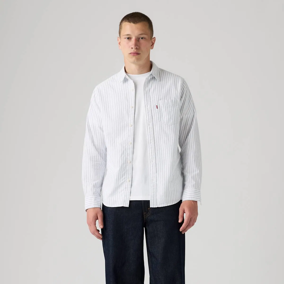 Классическая стандартная оксфордская рубашка с одним карманом Levi's, Bridey Oxford Stripe Bright White - White — фото 3