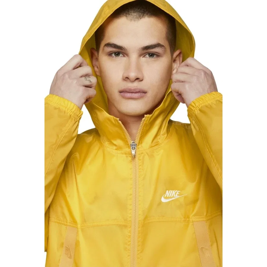 Куртка с капюшоном, свободного кроя, из легкой ткани, модель Revival, Nike, Желтый — фото 4