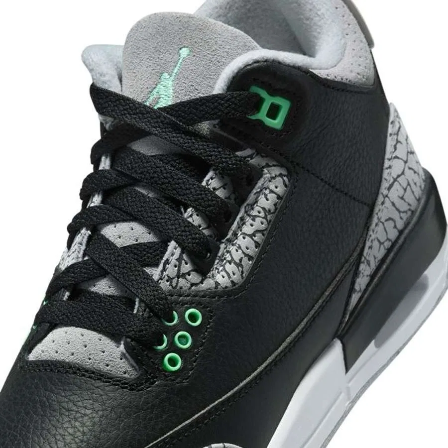 Кроссовки с кожаным верхом Air Jordan 3 Retro GS Green Glow Nike, Черный — фото 4