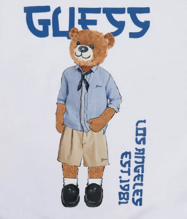 Детская толстовка хлопковая Regular Fit Guess, белый — фото 4