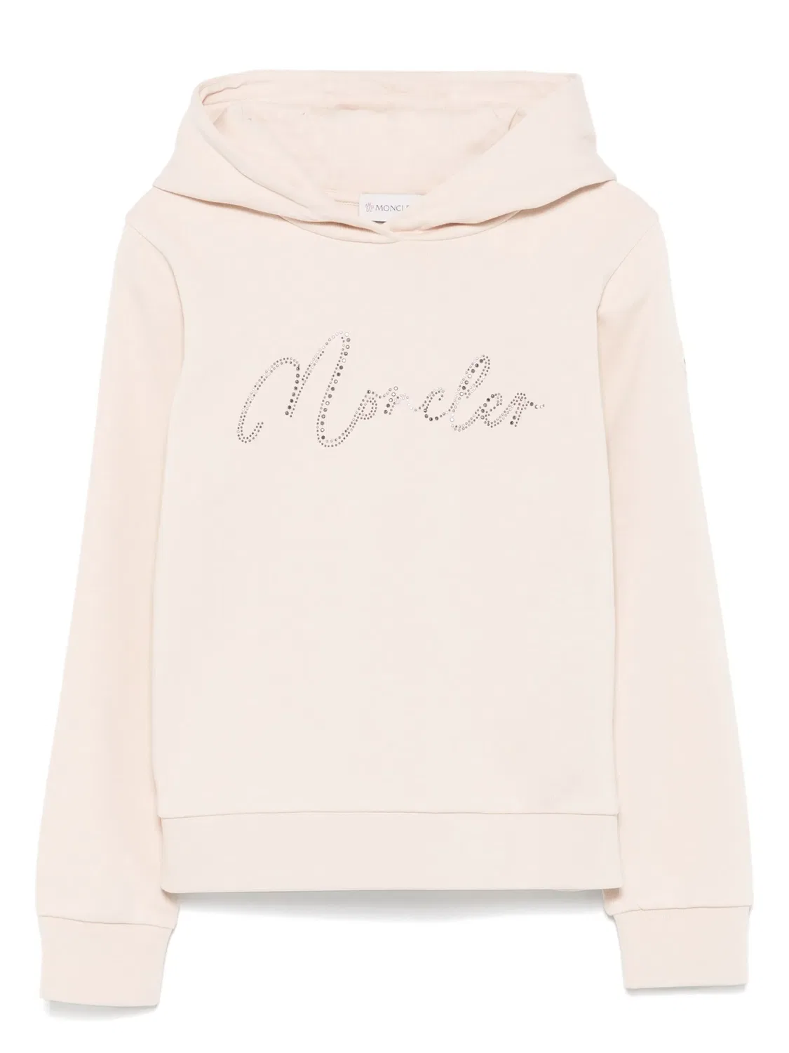 Худи с логотипом из страз Moncler, нежно-бежевый