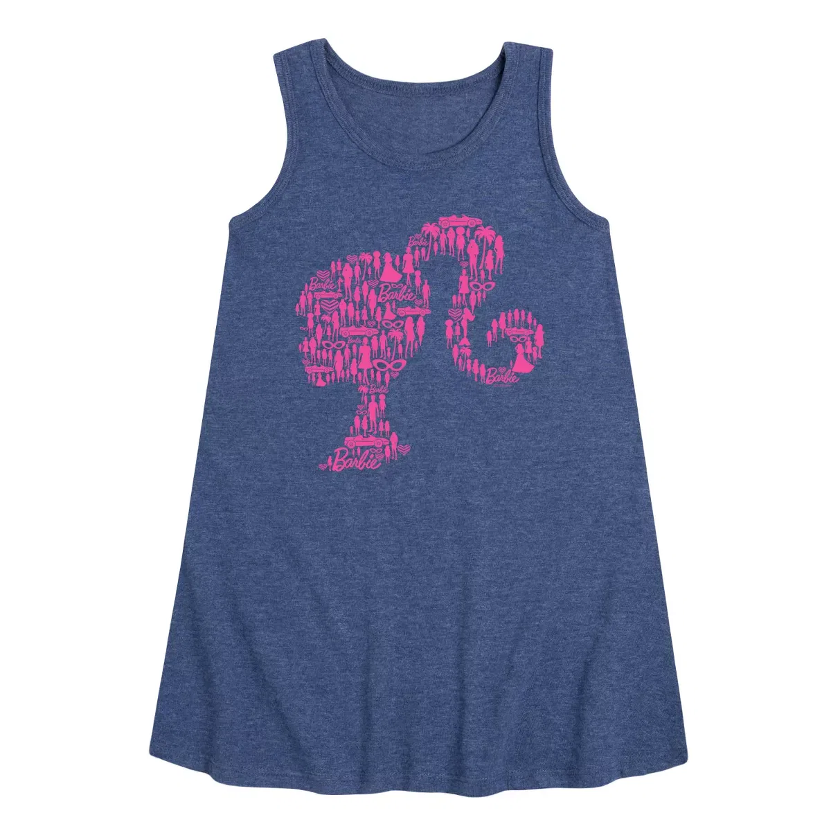 Детское платье-трапеция без рукавов Individual Classic Icons Create Silhouette Barbie, Heather Navy