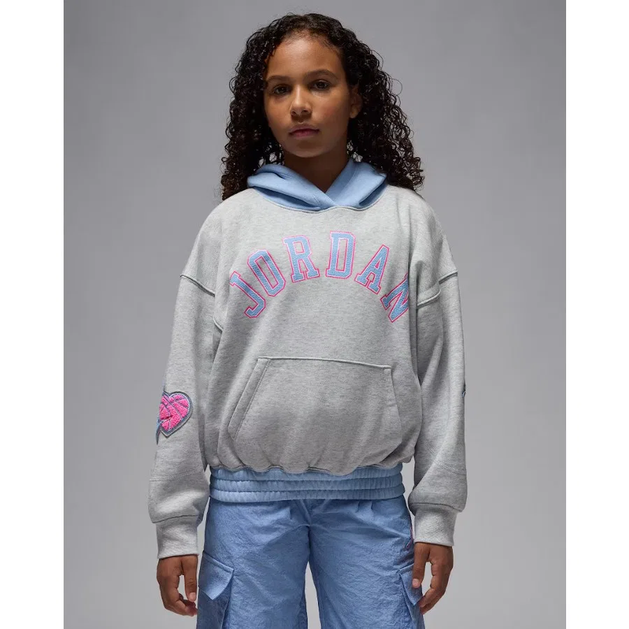 Детский свитшот Jordan JDG Blue Jeans & Bling Po Hoody Nike, Серо-розовый