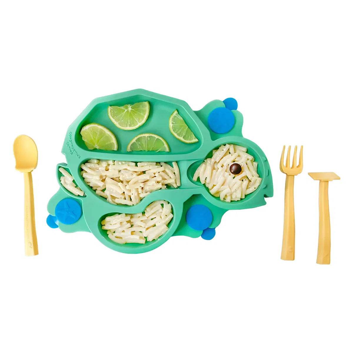Набор детской посуды с присоской и приборами 4 предмета Turtle Theme Constructive Eating, Green — фото 2