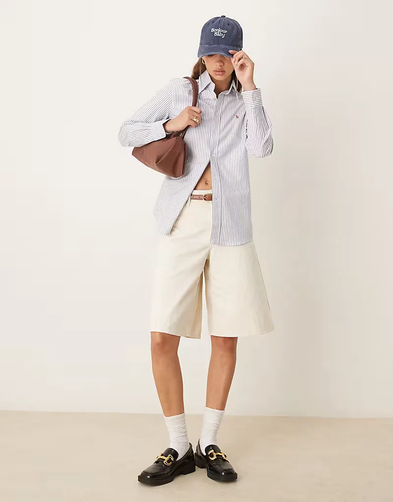 Рубашка Polo Ralph Lauren с логотипом Icon, бело-синяя — фото 2