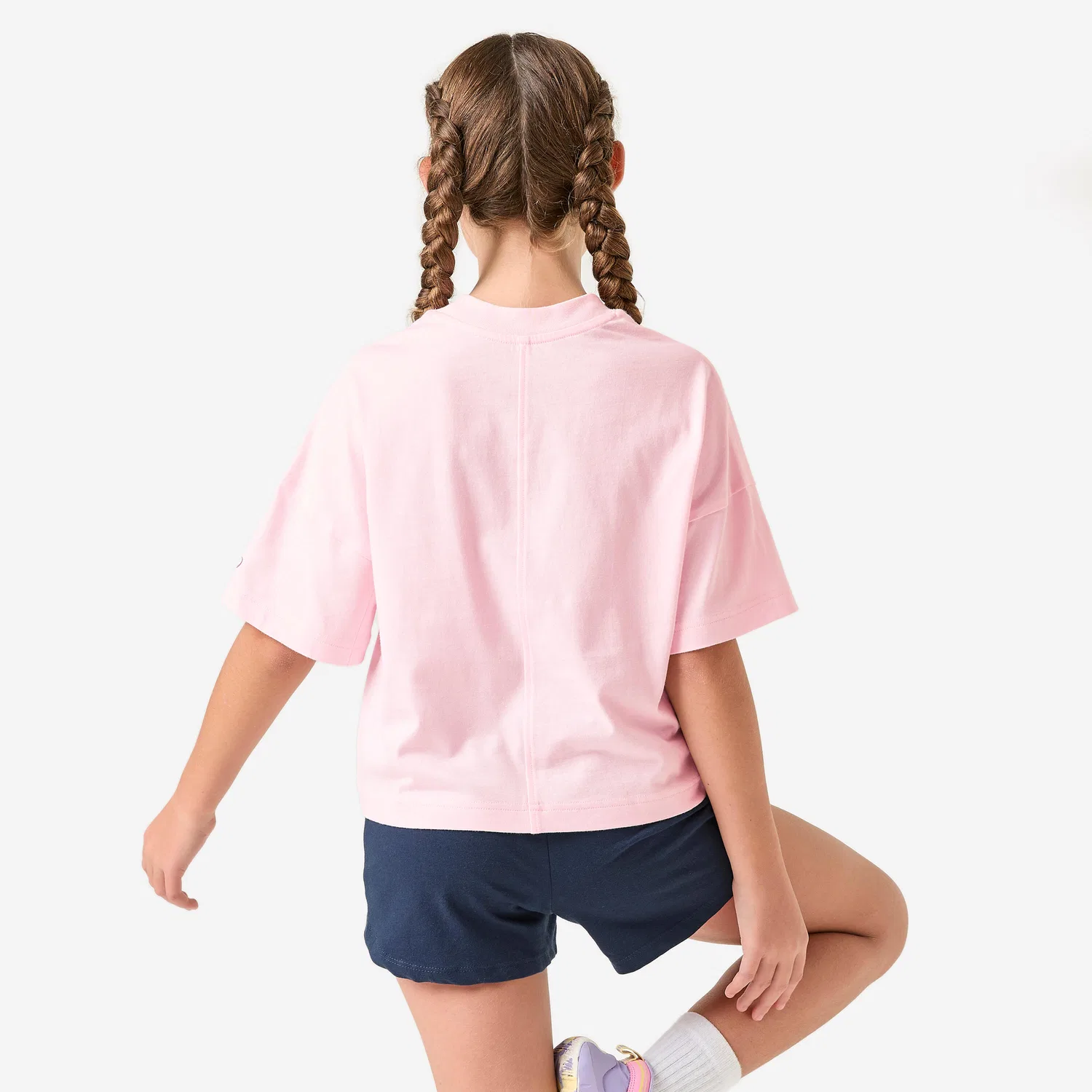 Детская футболка для девочек оверсайз Decathlon, Blasses Bonbonrosa — фото 4