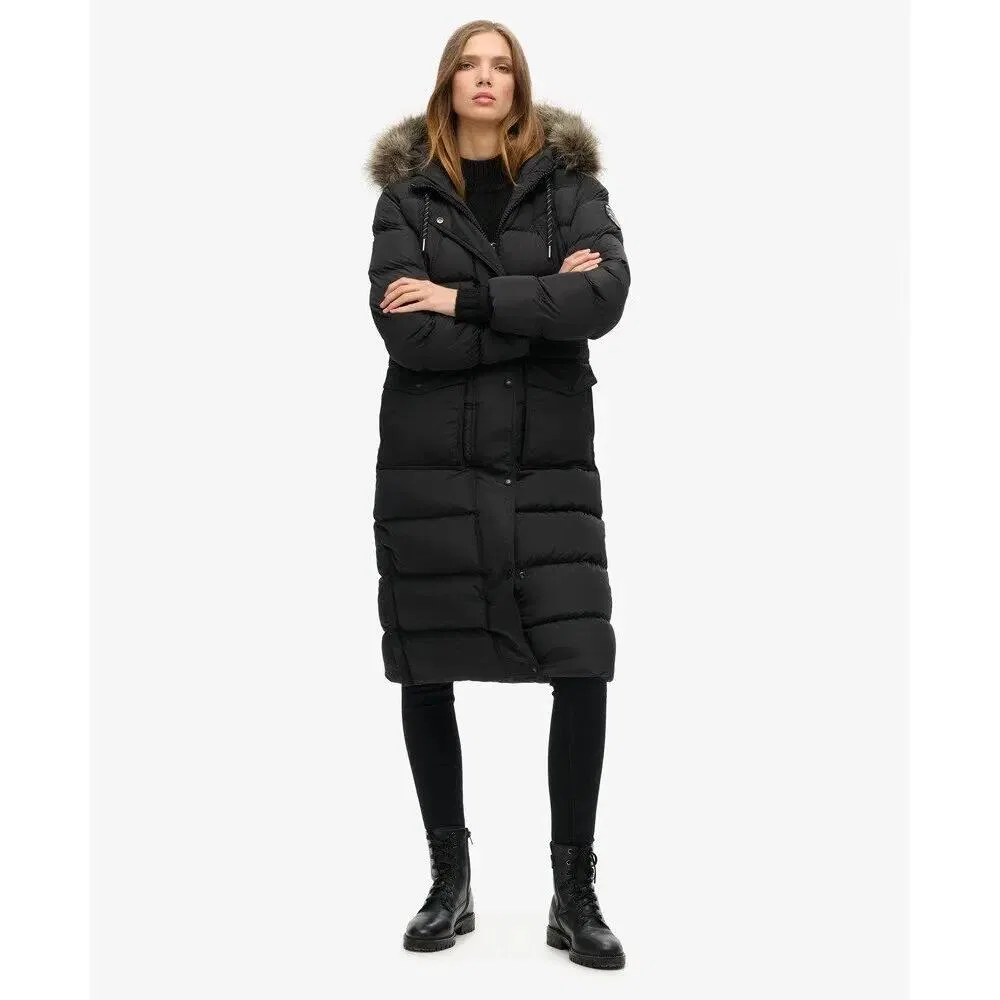 Женское пальто с искусственным мехом Superdry Everest, Черный — фото 2