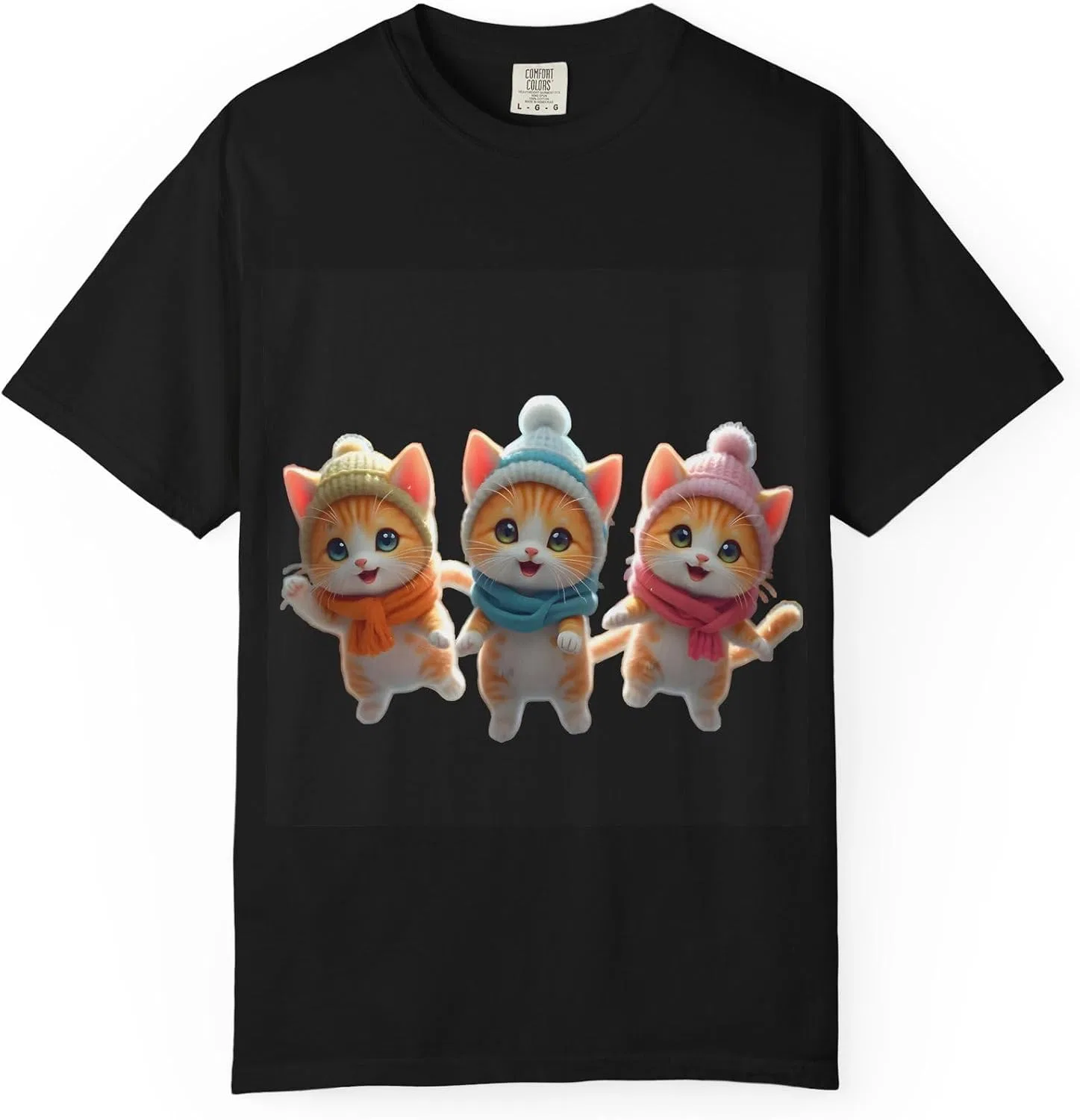 Футболка с милыми котами Comfort Colors, Black
