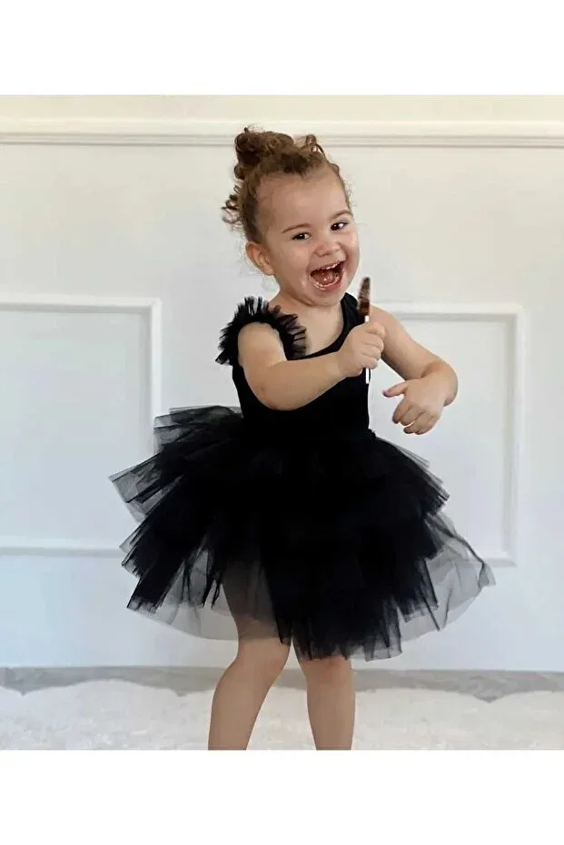 Детское платье для девочек шифоновое Süslüm Kids, Black