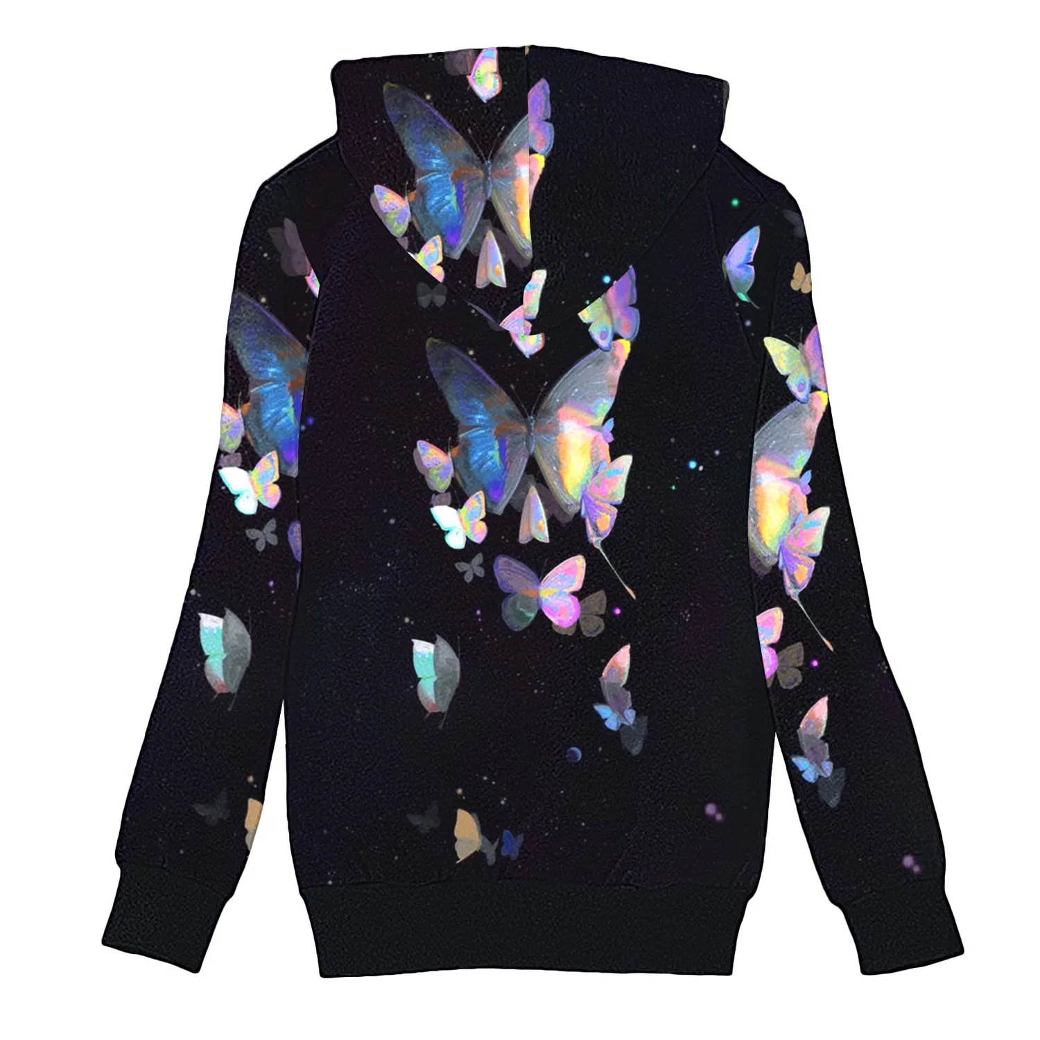 Женское зимнее пальто с принтом бабочек на флисе с боковыми карманами, Blu — фото 3