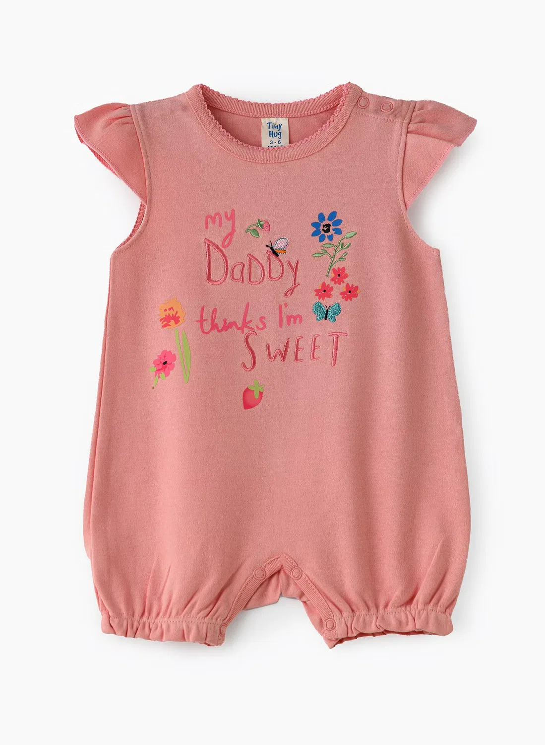 Боди-комбинезон с принтом и надписью My Daddy Thinks I'm Sweet Tiny Hug, розовый