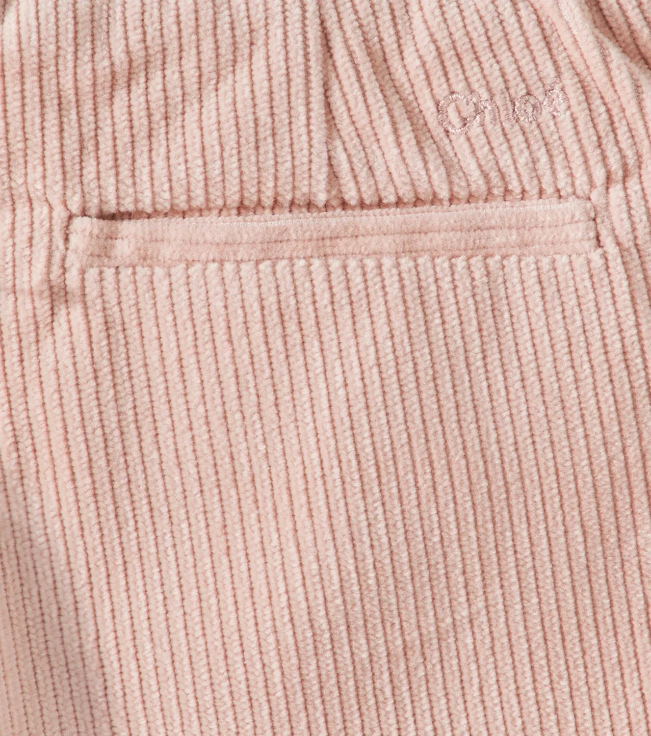 Брюки прямые из хлопкового бархата Chloé Kids, розовый — фото 3