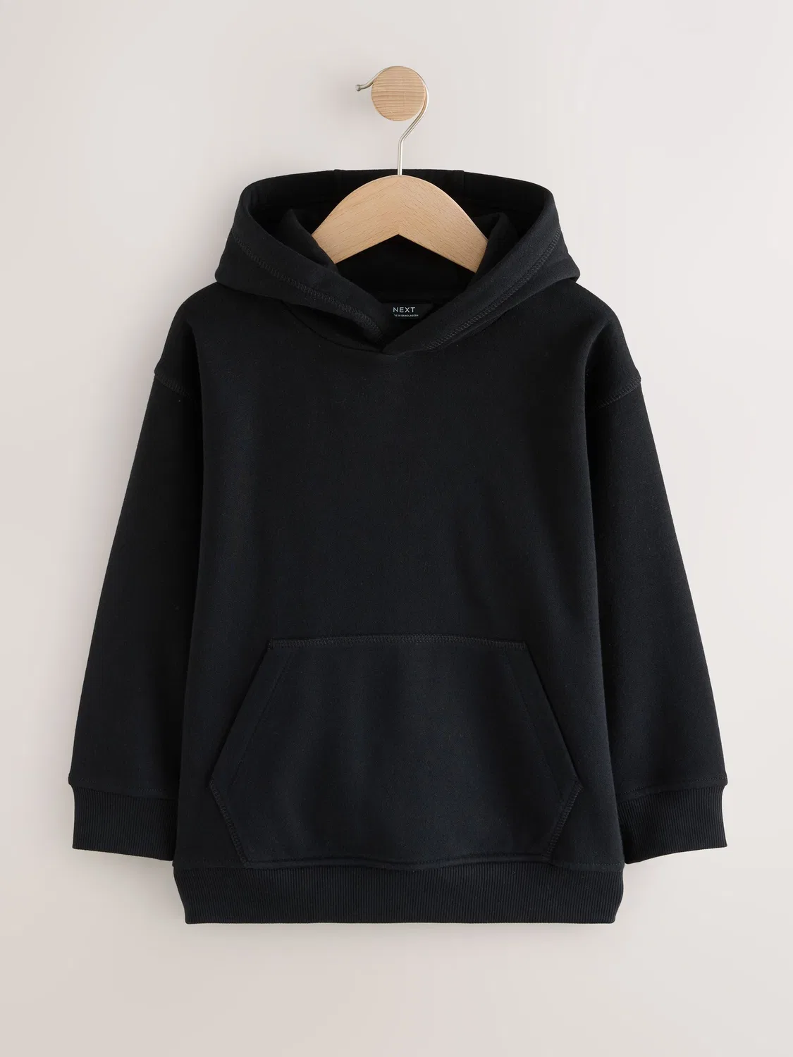 Худи джерси, однотонное, Black Plain Jersey Hoodie Next, черный
