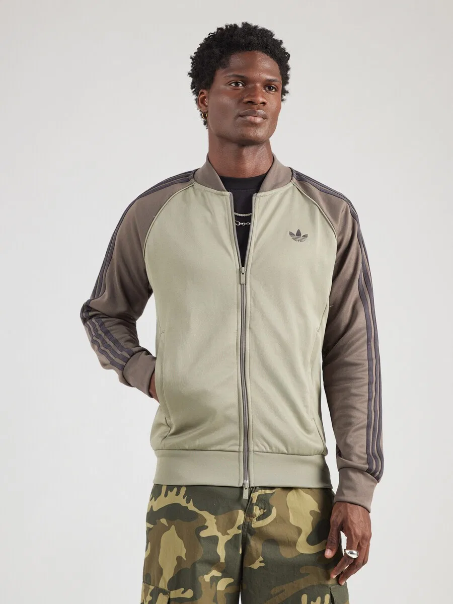 Худи на молнии ADIDAS ORIGINALS 'SST' зеленого и хаки цвета — фото 3