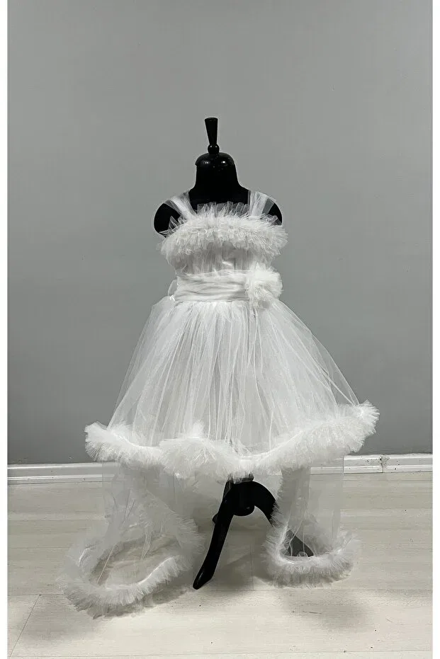 Детское платье для девочек с воланами Süer Butik, White