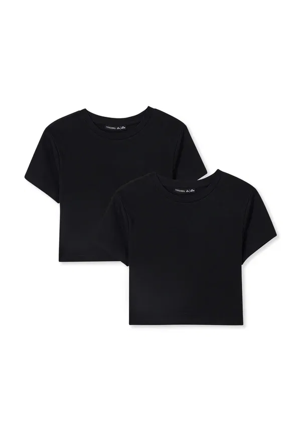 Футболка хлопковая Pack of 2 plain crop - basic t-shirt Terranova, черный — фото 4