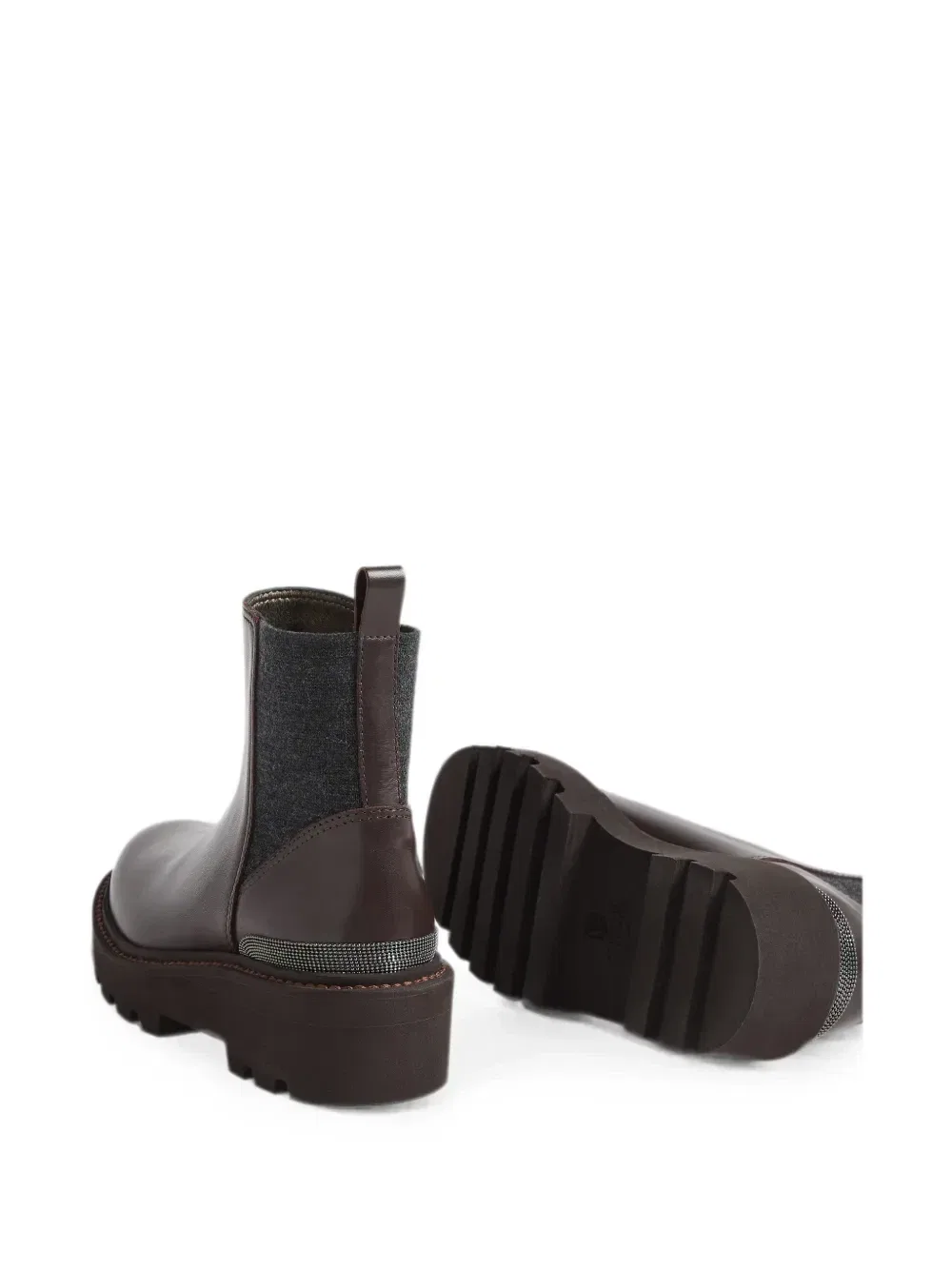 Ботинки челси с декором Monili Brunello Cucinelli Kids, коричневый — фото 4