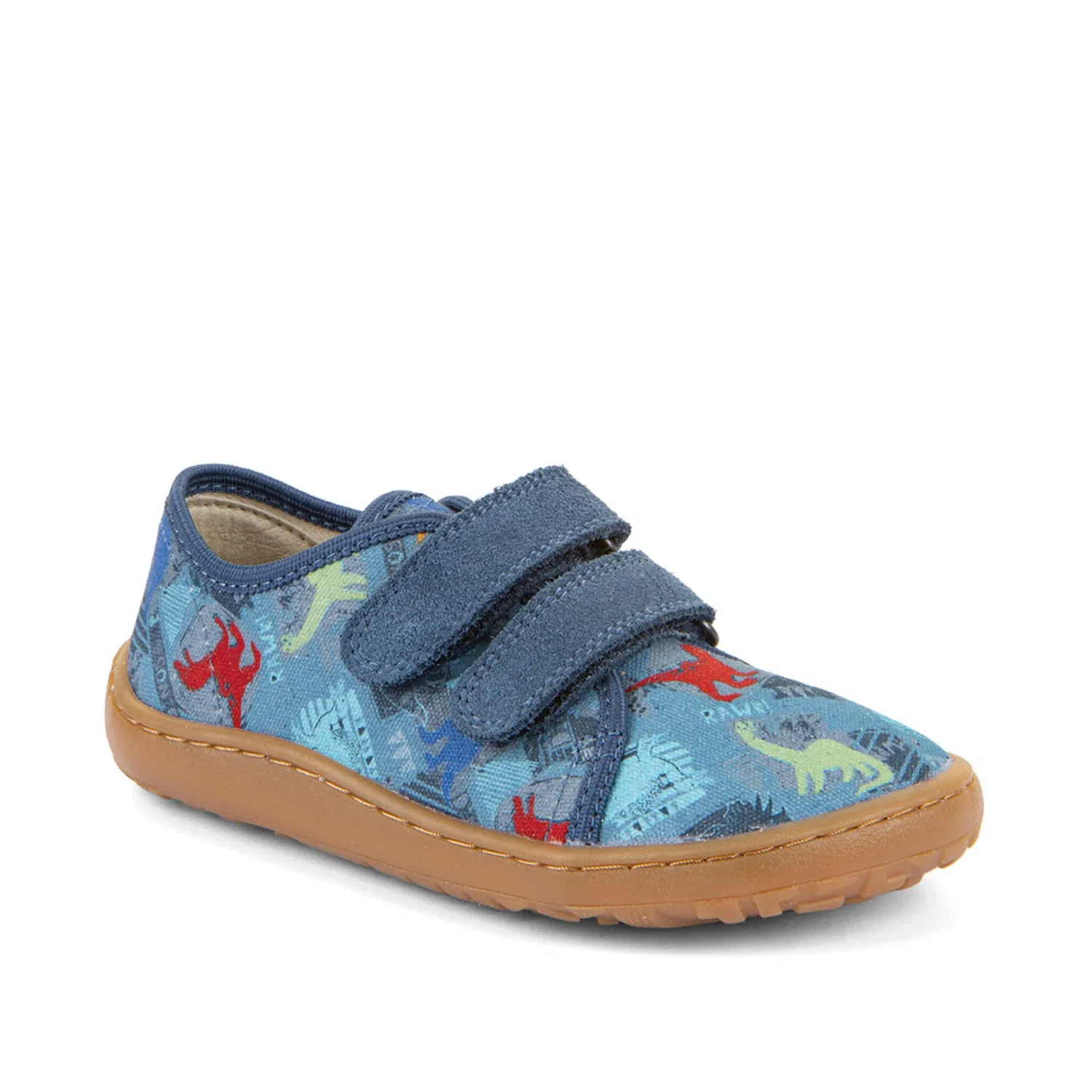 Детские кожаные кеды-ботинки на липучке FRODDO, Denim Jeansblau Dinosaurier