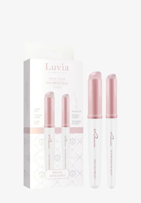 Набор кистей для макияжа с силиконовыми ворсинками Silk brush duo Luvia Cosmetics, Rose Pearl