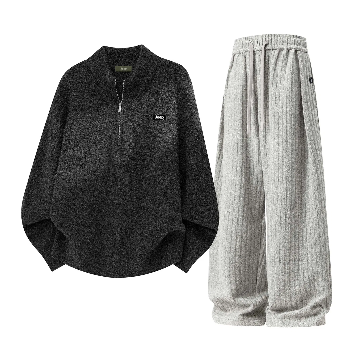 Детский комплект из свитшота и брюк с воротником-стойкой Jeep, Heather Grey/Dark Grey — фото 3