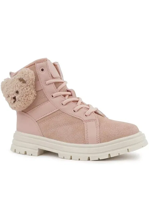 Детские ботинки для девочек с коротким каблуком Luno flt girls' plush teddy bear boots Cool, Pink — фото 3