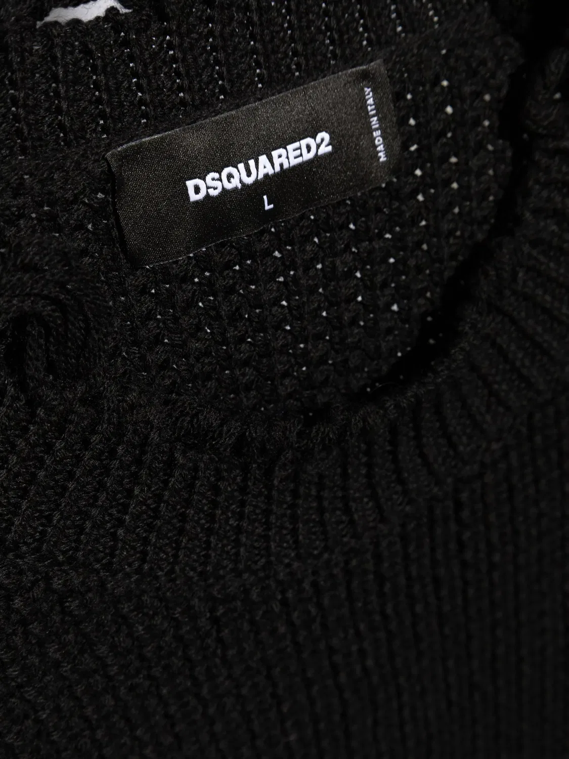 Джемпер с логотипом из вафельной вязки DSQUARED2, черный — фото 2