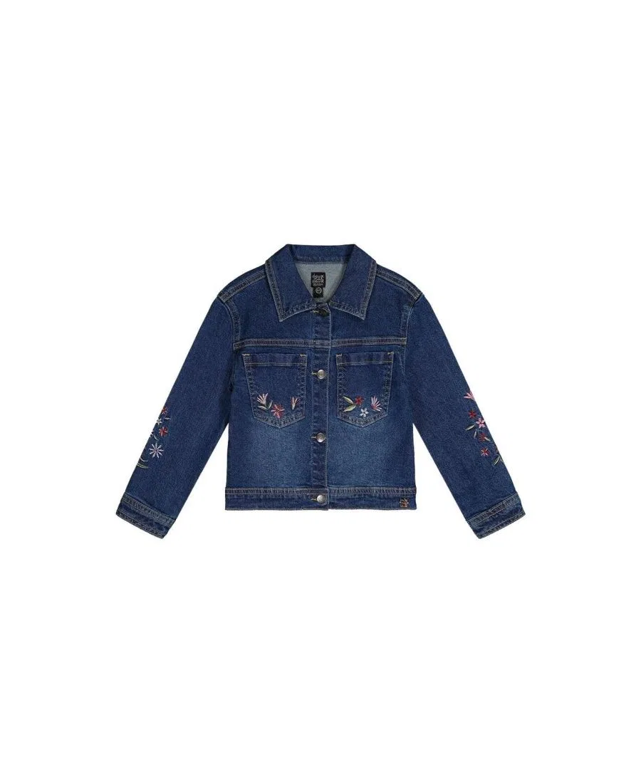 Детская джинсовая куртка с цветочной вышивкой Deux par Deux, Light Blue Denim