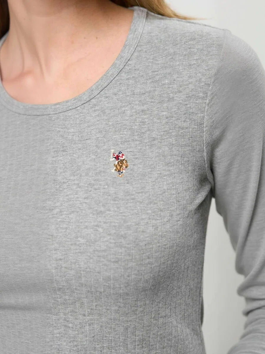 Топ «UWCarlotte» серого цвета с пятнистым рисунком U.S. POLO ASSN. — фото 4