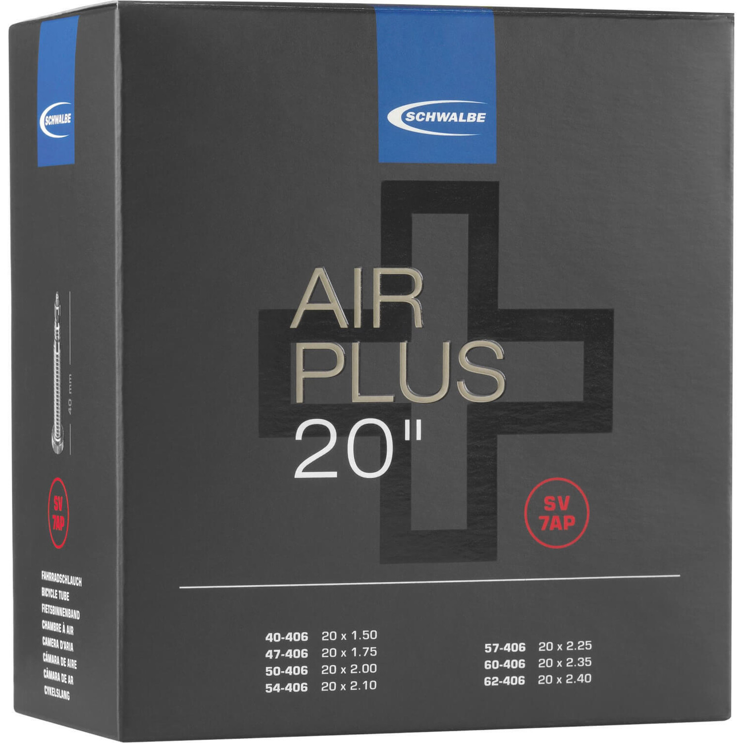 

Шланг AV7 20 дюймов Air Plus SCHWALBE, черный / черный / черный