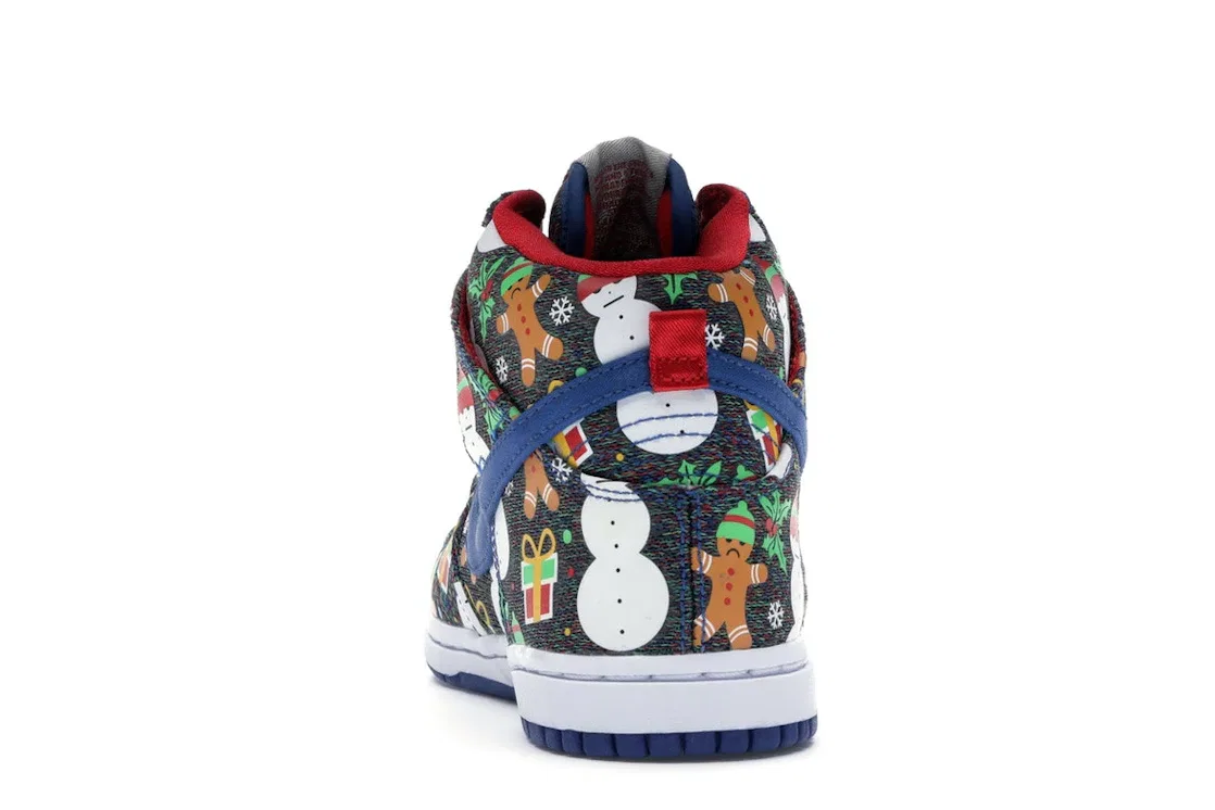 Детские кроссовки для мальчиков высокие Nike SB Dunk High Concepts Ugly Christmas Sweater (2017) (PS) Nike, Blue Ribbon/Blue Ribbon-Atom Red — фото 4