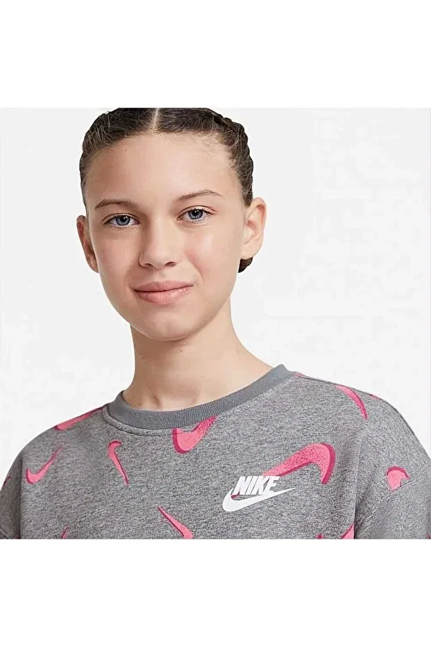 Детские свитшот для девочек с длинным рукавом Nike, Gray — фото 4