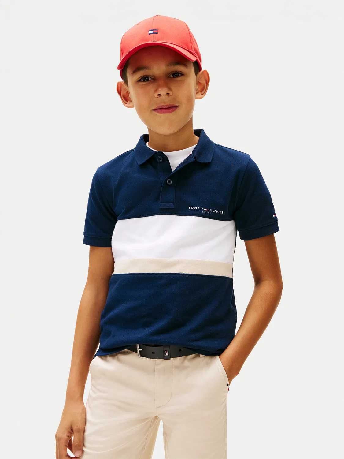 Поло стандартного кроя для мальчика Tommy Hilfiger, темно-синий