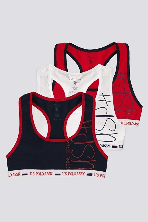 Детский комплект маек для девочек с принтом U.S. Polo Assn., Red Navy Blue White